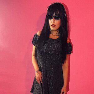 THE CHILDREN'S PLACE BLACK SILVER METALLIC OFF SHOULDER PARTY DRESS LARGE 10/12